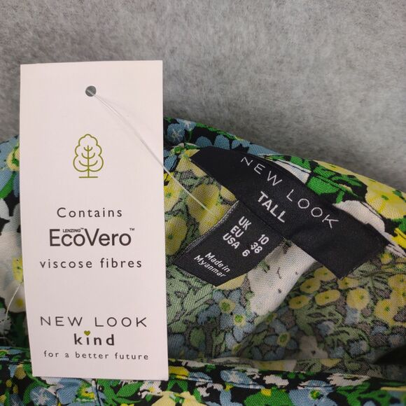 ASOS New Look Tall Peter Pan Collar Puff Sleeve Floral Midi Dress, Women's 6 - Picture 4 of 13